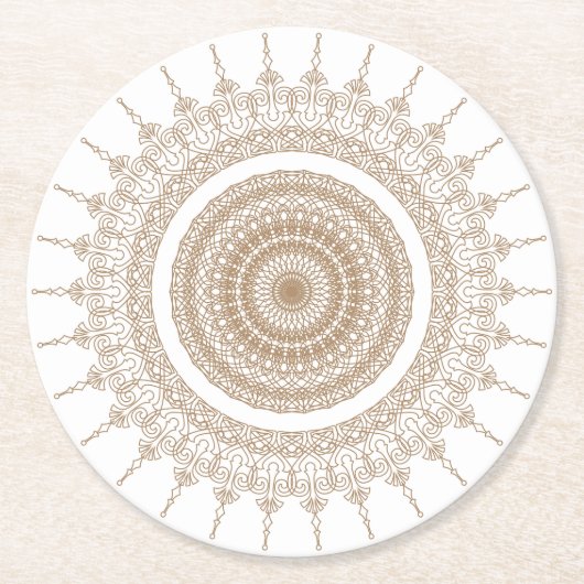 Mandala Bohemian White Boho Ronde Kartonnen Onderzetter (Voorkant)