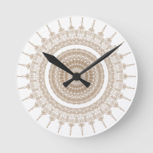 Mandala Bohemian White Boho Ronde Klok