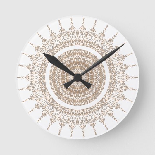 Mandala Bohemian White Boho Ronde Klok (Voorkant)