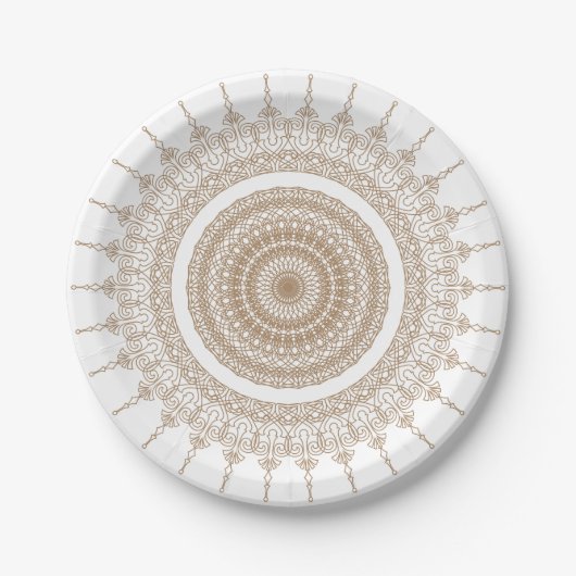 Mandala Bohemian White Papieren Bordje (Voorkant)