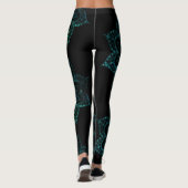Mandala Boho Blauwgroen en Black Yoga Leggings (Achterkant)