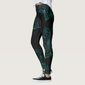 Mandala Boho Blauwgroen en Black Yoga Leggings (Links)