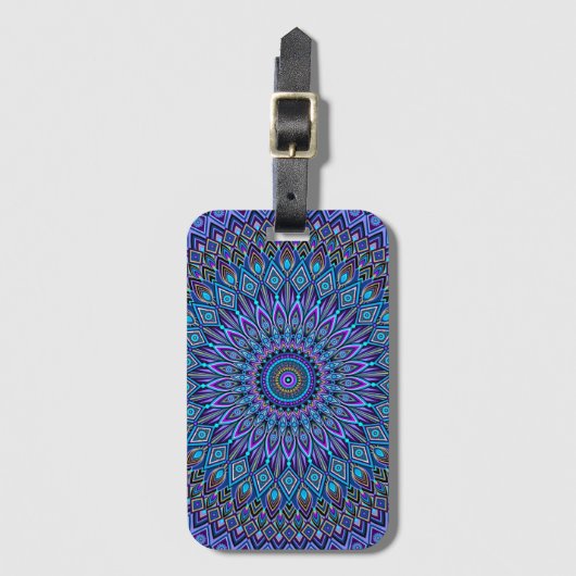 Mandala Boho Blue Blauwgroen Paars Gold Magic Bagagelabel (Voorkant (verticaal))