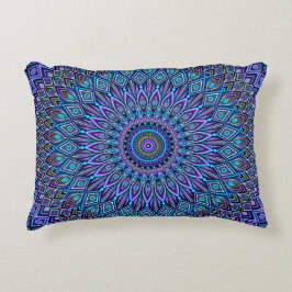 Mandala Boho Blue Blauwgroen Paars Peacock Gold Ma Accent Kussen