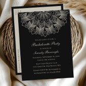 Mandala Boho Indian Black Wedding Bachelorette Uitnodiging Briefkaart