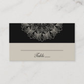 Mandala Boho Indian Elegant Black Wedding Escort Plaatskaartje (Voorkant)