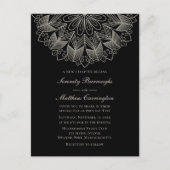 Mandala Boho Indian Elegant Black Wedding Invitati Uitnodiging Briefkaart (Voorkant)