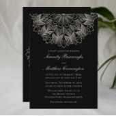 Mandala Boho Indian Elegant Black Wedding Kaart