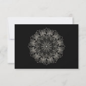 Mandala Boho Indian Elegant Black Wedding RSVP Kaartje (Achterkant)