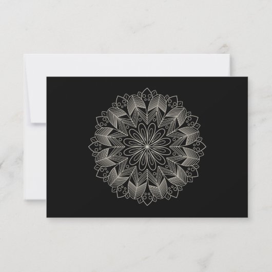Mandala Boho Indian Elegant Black Wedding RSVP Kaartje (Achterkant)