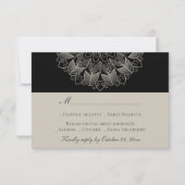 Mandala Boho Indian Elegant Black Wedding RSVP Kaartje (Voorkant)