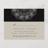Mandala Boho Indian Elegant Black Wedding RSVP Uitnodiging Briefkaart (Voorkant)