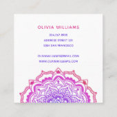 Mandala Boho Paars Roze Yoga Vers Wit Vierkante Visitekaartje (Achterkant)