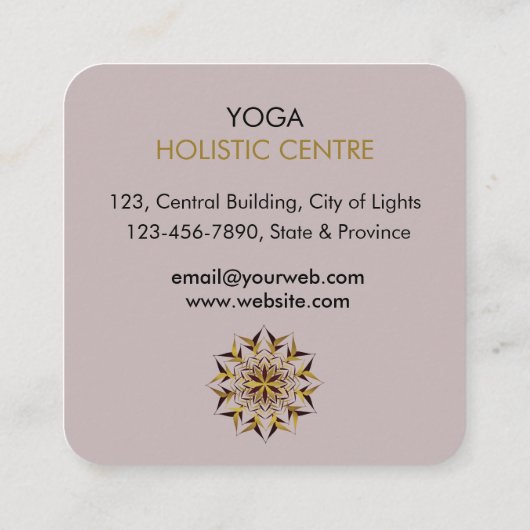 Mandala Boho Tribal Art Yoga Massage Therapie Vierkante Visitekaartje (Achterkant)