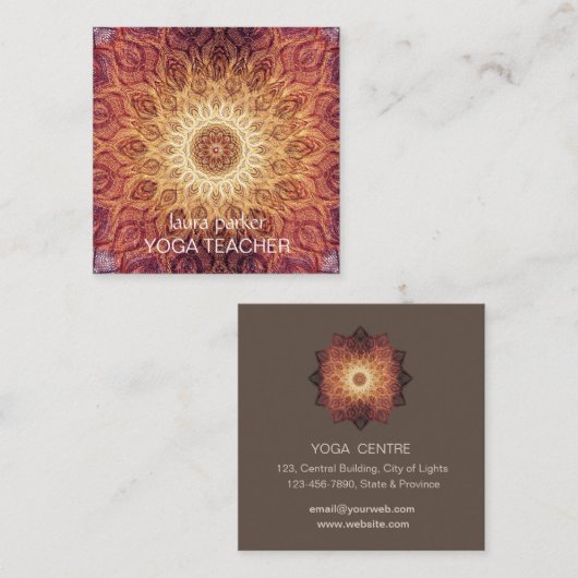Mandala Boho Yoga Meditation Holistic Health Squar Vierkante Visitekaartje (Voorkant / Achterkant)