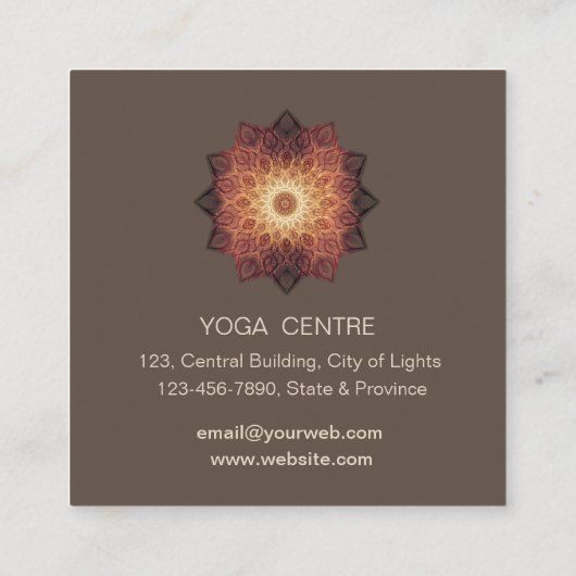 Mandala Boho Yoga Meditation Holistic Health Squar Vierkante Visitekaartje (Achterkant)