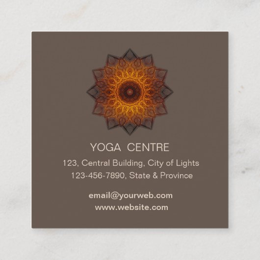 Mandala Boho Yoga Meditation Holistic Health Squar Vierkante Visitekaartje (Achterkant)