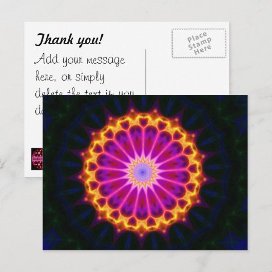 Mandala Briefkaart - Geel en Roze (Voorkant / Achterkant)