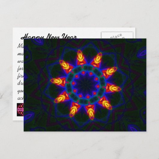 Mandala Briefkaart - Happy New Year bericht (Voorkant / Achterkant)