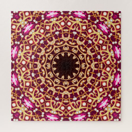 Mandala broche, geometrische achtergrond. legpuzzel (Verticaal)