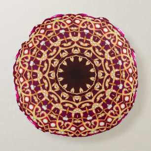 Mandala broche, geometrische achtergrond. rond kussen