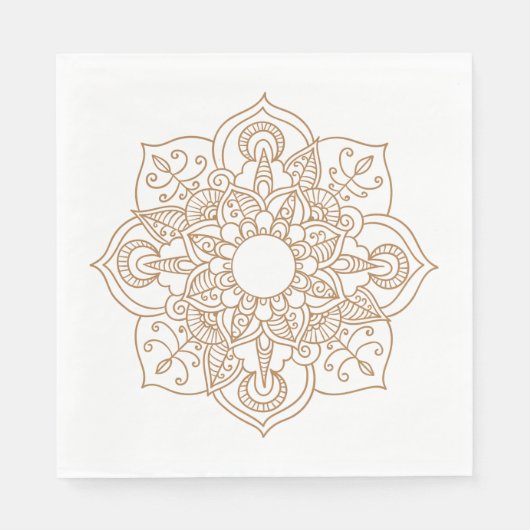 Mandala Brown Boho Indian Modern Vintage Wedding Servet (Voorkant)