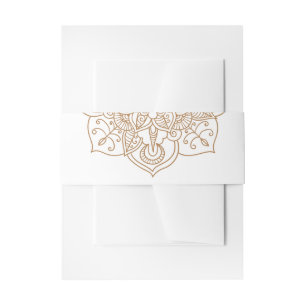 Mandala Brown Boho Indian Modern Vintage Wedding Uitnodigingen Wikkel