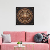Mandala, Bruin en Beige, Uitgerekte Canvasdruk Canvas Afdruk (Insitu (Woonkamer))