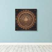 Mandala, Bruin en Beige, Uitgerekte Canvasdruk Canvas Afdruk (Insitu (Houten vloer))