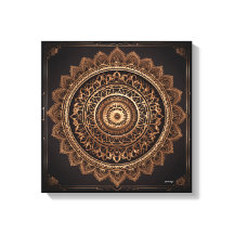 Mandala, Bruin en Beige, Uitgerekte Canvasdruk