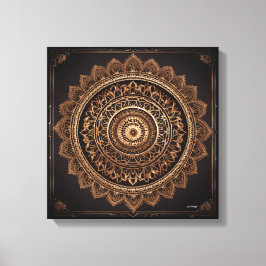 Mandala, Bruin en Beige, Uitgerekte Canvasdruk Canvas Afdruk