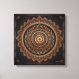 Mandala, Bruin en Beige, Uitgerekte Canvasdruk Canvas Afdruk