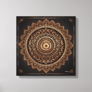 Mandala, Bruin en Beige, Uitgerekte Canvasdruk Canvas Afdruk
