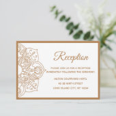 Mandala Bruine Boho Indiase Moderne Vintage Trouw Kaart (Staand voorkant)