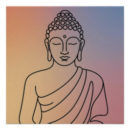 Mandala Buddha : Serene Line Art Zen Spirit Perfect Poster