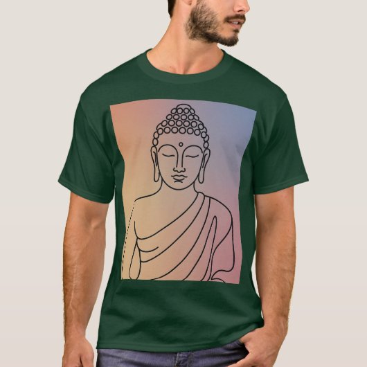 Mandala Buddha T-Shirt: Serene Line Art Zen Spirit T-shirt (Voorkant)