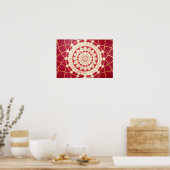 Mandala Burgundy Gold Platinum White Luminous Poster (Keuken)