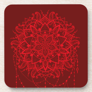 Mandala burgundy Indian Bier Onderzetter