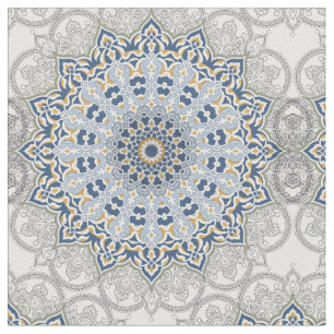 Mandala caleidoscoop blauw bloemen  patroon stof
