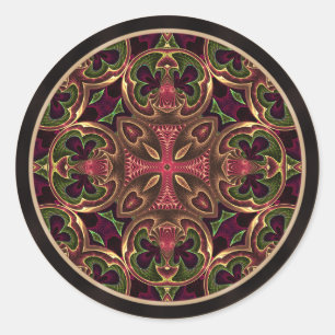 Mandala, caleidoscopisch kruis Abstract Ronde Sticker
