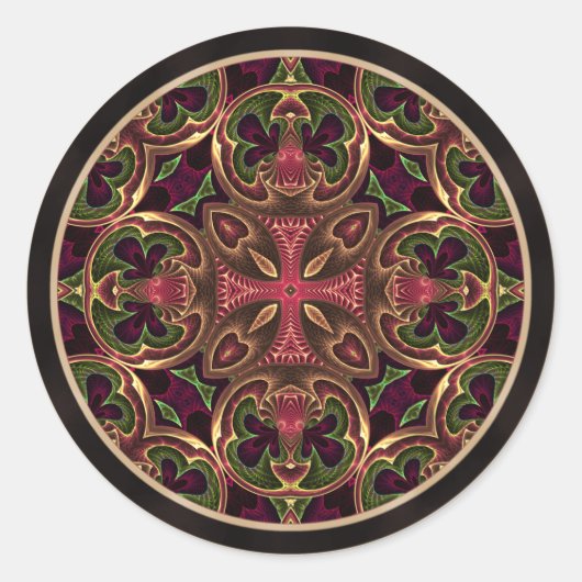 Mandala, caleidoscopisch kruis Abstract Ronde Sticker (Voorkant)