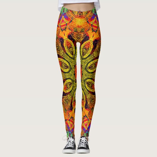 Mandala, caleidoscopisch ontwerp in goud leggings (Voorkant)