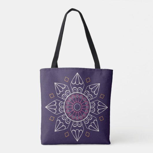 Mandala Canvas tas – Paarse Boho geometrische herb (Achterkant)