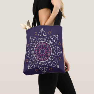 Mandala Canvas tas – Paarse Boho geometrische herb
