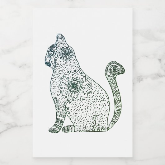 Mandala Cat Art Custom Food Container Label Voedselcontainer Etiket (Enkel label)