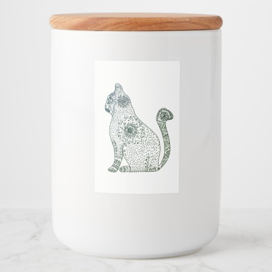 Mandala Cat Art Custom Food Container Label Voedselcontainer Etiket (Voorkant)