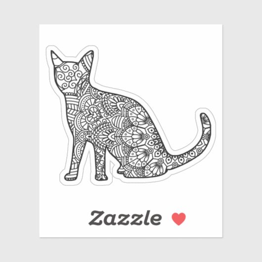 Mandala Cat Art ook Sticker (Vel)