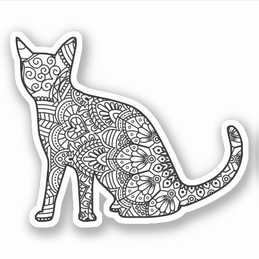 Mandala Cat Art ook Sticker (Voorkant)