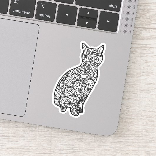 Mandala Cat Art Sitting Sticker (Detail)