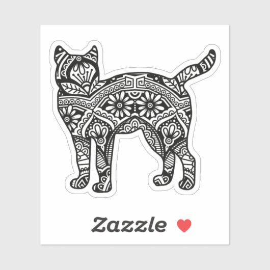 Mandala Cat Art Standing Sticker (Vel)